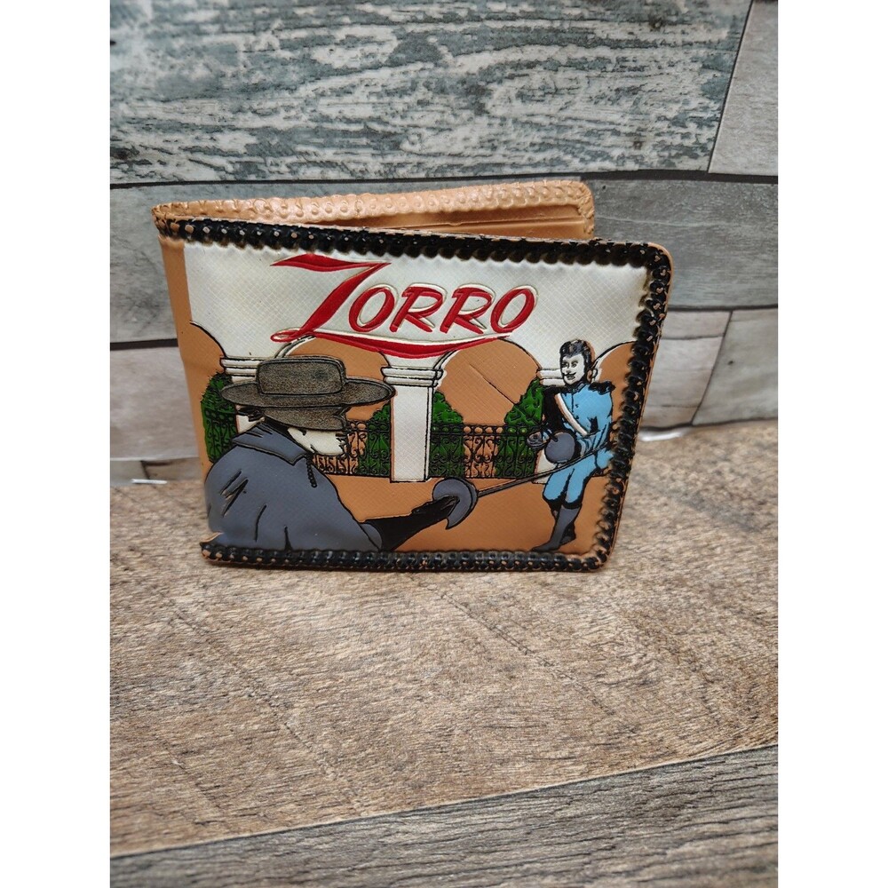 Vintage 1950's Zorro Sword Fight Vinyl/Plastic Brown Wallet Walt Disney